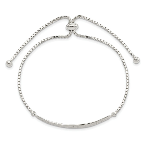 Sterling Silver Rhodium-plated Claddagh Adjustable Bracelet