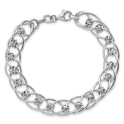 Sterling Silver Rhodium-plated Polished Oval 7.5in Link Bracelet