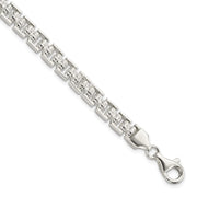 Sterling Silver Polished D/C Beaded Fancy Bracelet