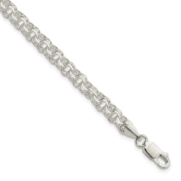 Sterling Silver Polished 5mm Triple Link Charm Bracelet