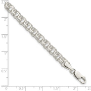 Sterling Silver Polished 6mm Triple Link Charm Bracelet
