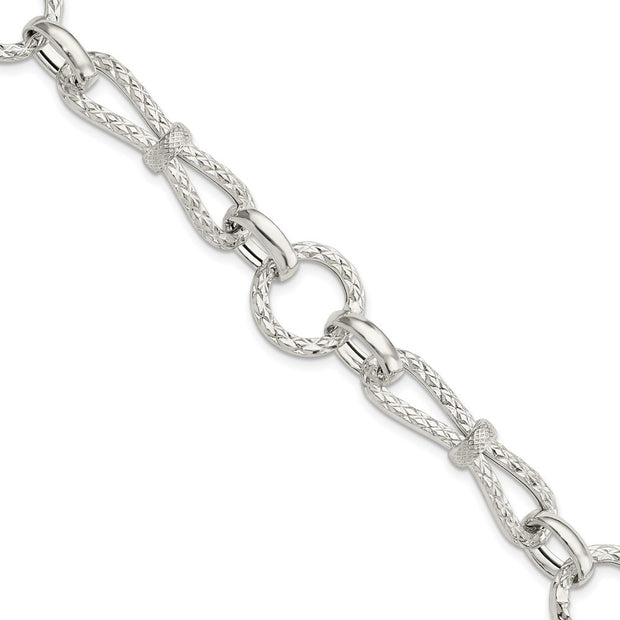 Sterling Silver Polished Fancy Link Bracelet