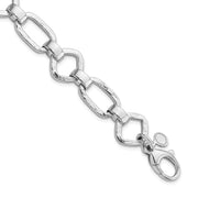 Sterling Silver Rhodium-plated Hammered Geometric w/.5in Ext Bracelet
