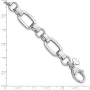 Sterling Silver Rhodium-plated Polished/Hammered Oval Link Bracelet