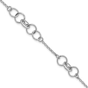 Sterling Silver Rhodium-plated Fancy Circles w/.5 in Ext Bracelet