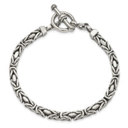 Sterling Silver Antiqued Square Byzantine Toggle Bracelet