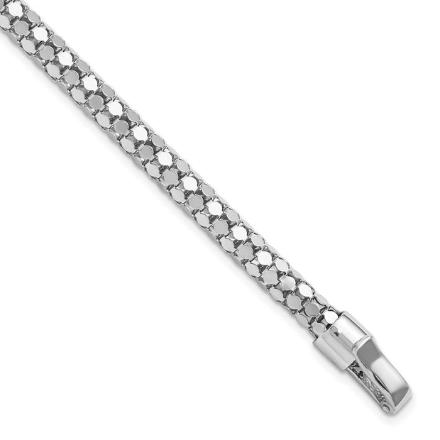 Sterling Silver Rhodium-plated Polished Fancy Mesh Bracelet
