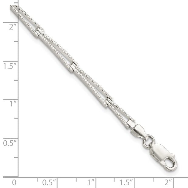 Sterling Silver Polished & Textured Tapered Link Bracelet