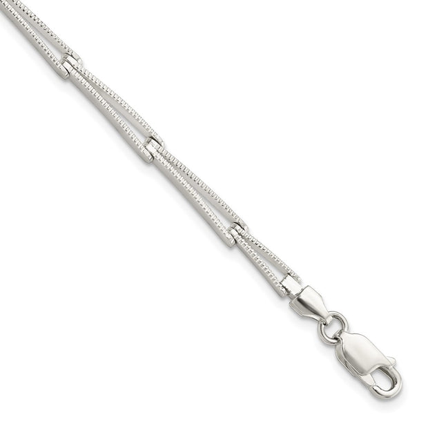 Sterling Silver Polished & Textured Tapered Link Bracelet