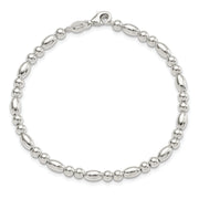 Sterling Silver Round and Oval Beaded Bracelet