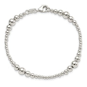 Sterling Silver Round Graduated Beaded Bracelet