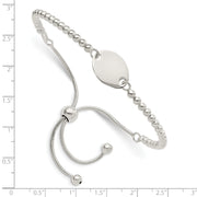 Sterling Silver Polished Beaded Adjustable Bracelet