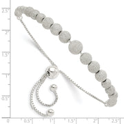 Sterling Silver Polished & Lasered Beaded Adjustable Bracelet