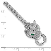 Sterling Silver Rhodium-plated Polished CZ Cheetah Head Bracelet