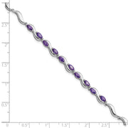 Sterling Silver Rhodium plated Purple CZ Bracelet