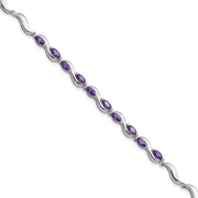 Sterling Silver Rhodium plated Purple CZ Bracelet