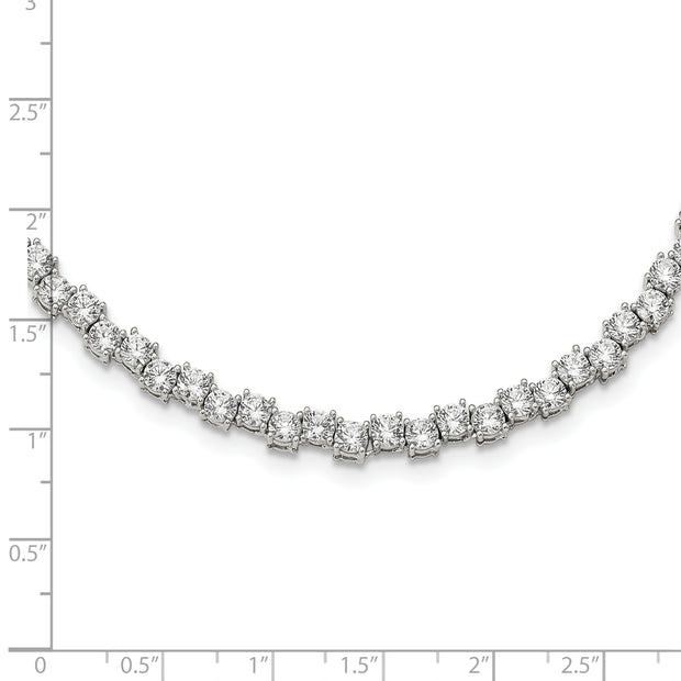 Sterling Silver Rhodium-plated Polished 4mm CZ Necklace