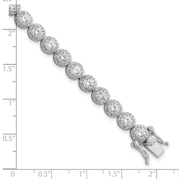 Sterling Silver Rhodium-plated Polished Round CZ Tennis Bracelet