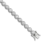 Sterling Silver Rhodium-plated Polished Round CZ Tennis Bracelet