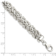 Sterling Silver Polished 9.3mm Flat Byzantine 7in Chain