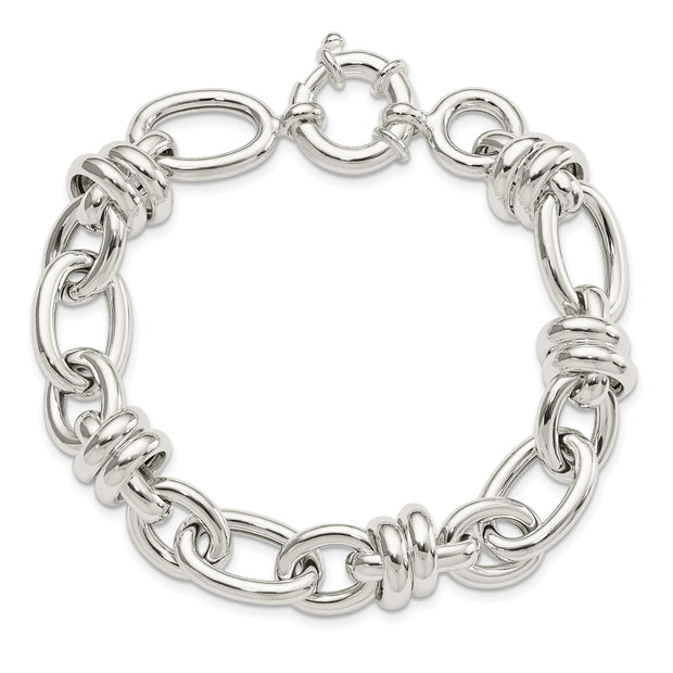 Sterling Silver Polished Fancy Link Bracelet