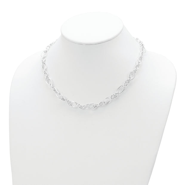 Sterling Silver Polished Fancy Link 18in Necklace