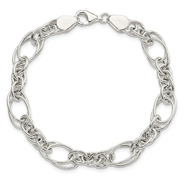 Sterling Silver Polished Fancy Link 7in Bracelet