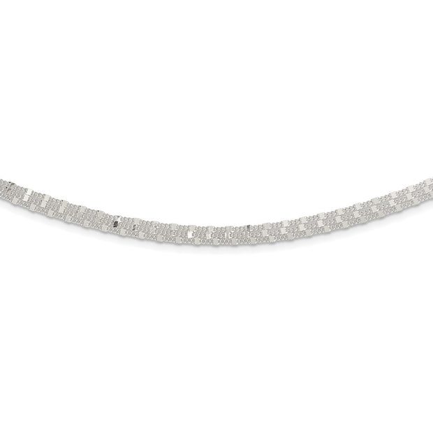 Sterling Silver Polished 3-strand Necklace