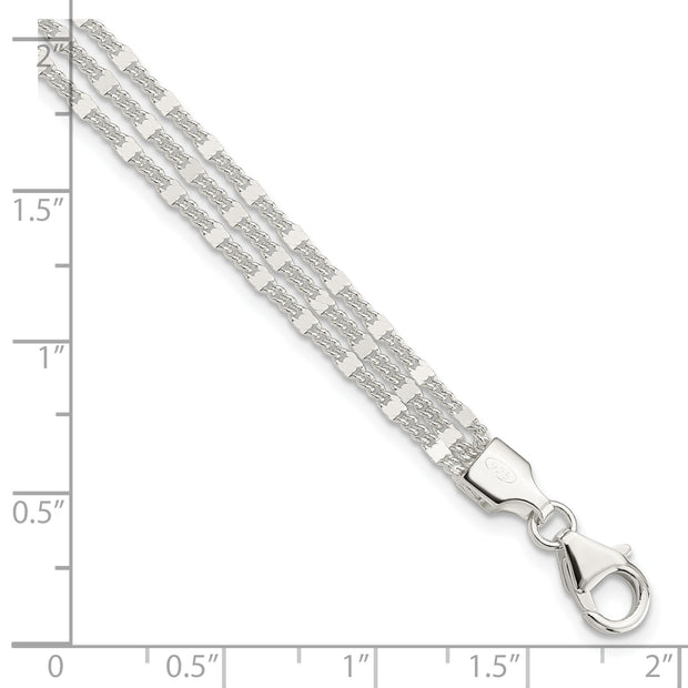 Sterling Silver Polished 3-strand Bracelet