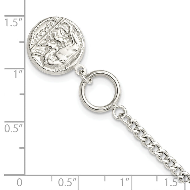 Sterling Silver Replica Roman Coin Toggle Bracelet
