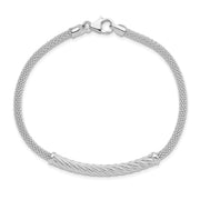 Sterling Silver Rhodium-plated Polished Twisted Bar Bracelet