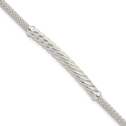 Sterling Silver Rhodium-plated Polished Twisted Bar Bracelet