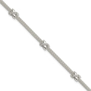 Sterling Silver Rhodium-plated Polished CZ Xs w/ 1in ext Bracelet