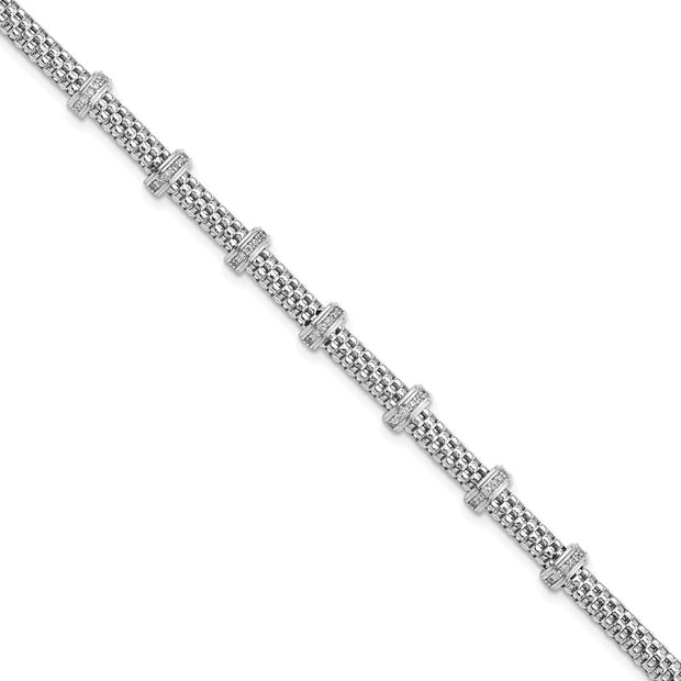 Sterling Silver Rhodium-plated Polished CZ Bracelet