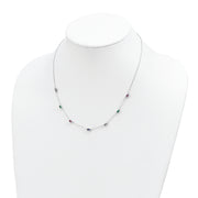 Sterling Silver Rhodium-plated Polished Multi-color CZ Necklace