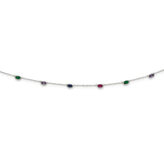 Sterling Silver Rhodium-plated Polished Multi-color CZ Necklace