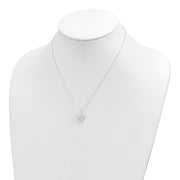 Sterling Silver Polished Hollow Heart w/1.25 in ext Necklace