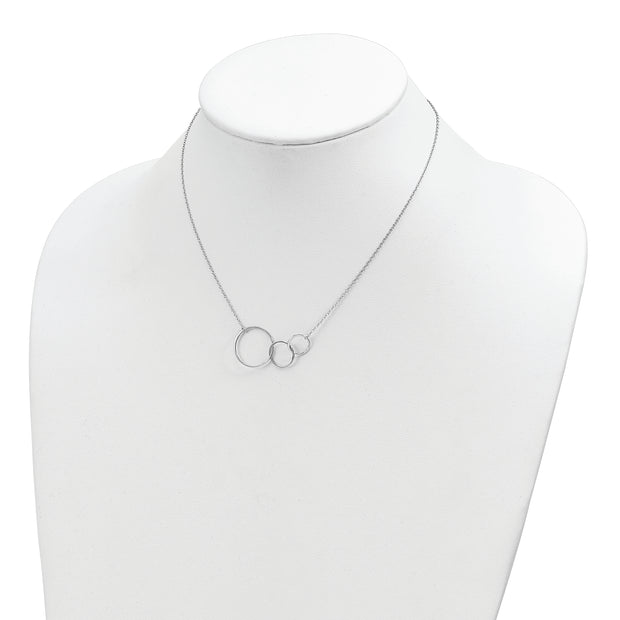 Sterling Silver Rhodium-plated 3 Intertwined Circles w/2 in ext. Necklace