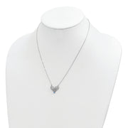 Sterling Silver Rhodium-plated Polished Sep. Bow CZ Birthstone Necklace