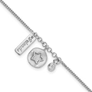 Sterling Silver Rhodium-plated Satin Star Friends CZ with .5in Ext Bracelet