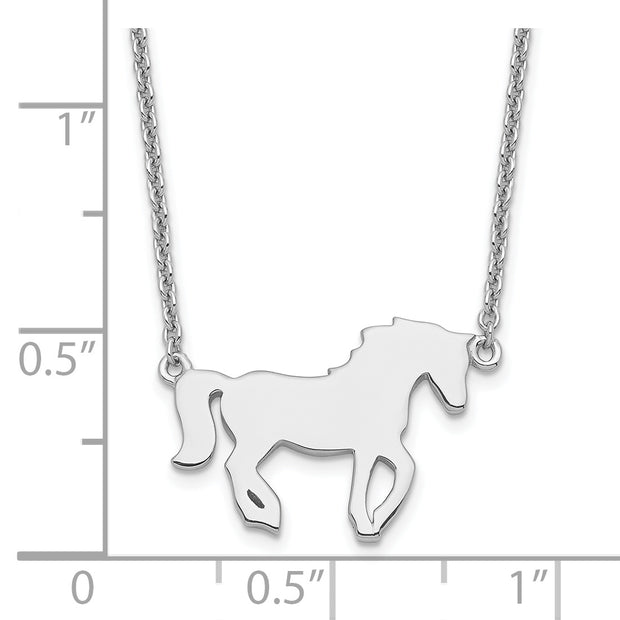 Sterling Silver Rhodium-plated Polished Horse w/ 2in ext Necklace