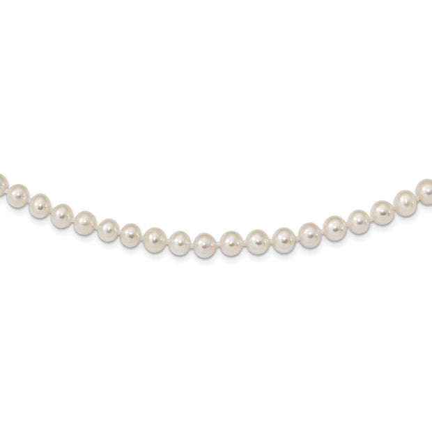 Sterling Silver Rhodium 6-7mm White Freshwater Cultured Pearl Necklace