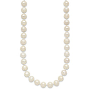 Sterling Silver Rhodium 7-8mm White Freshwater Cultured Pearl Necklace