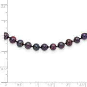 Sterling Silver Rhod-plated 5-6mm Black FWC Pearl Necklace