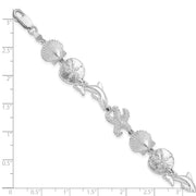 Sterling Silver Rhodium-plated Polished Sea Life Bracelet