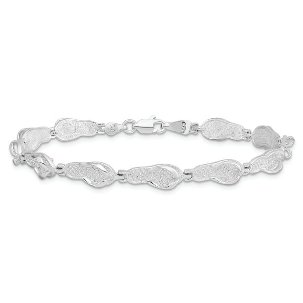 Sterling Silver Rhodium-plated Polished Flip-flop Bracelet