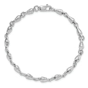 Sterling Silver Rhodium-plated Polished Swivel Link Bracelet