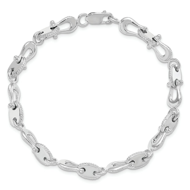 Sterling Silver Rhodium-plated Polished Mariners Link Bracelet