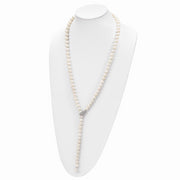 Sterling Silver Rhod-pl 9-10mm White Near-Round FWC Pearl Adj Necklace