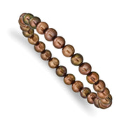 6-7mm Brown Semi-round Freshwater Cultured Pearl Stretch Bracelet